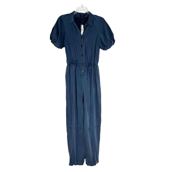 NWT J. Crew Puff Sleeve Drapey Belted Jumpsuit Blue Size 0 - Picture 5 of 11